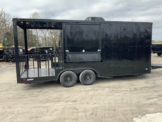 8.5 x 20 Black on Black Concession Food Trailer