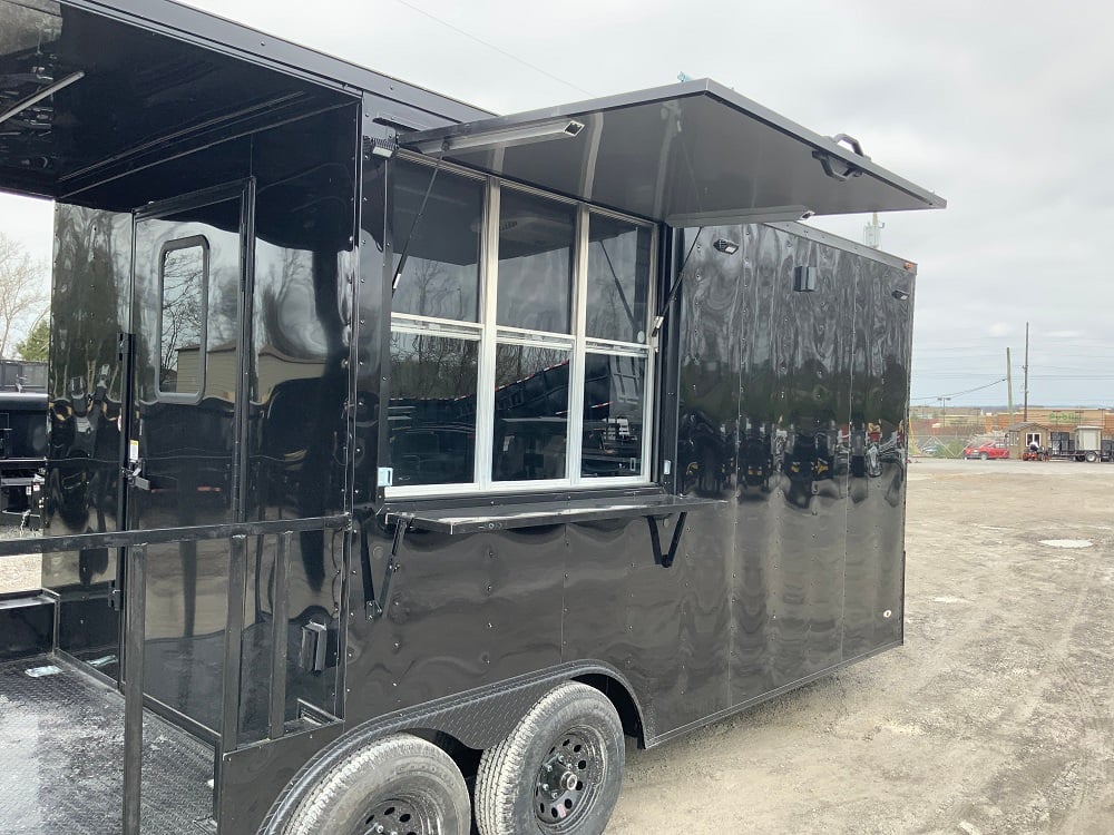 8.5 x 20 Black on Black Concession Food Trailer