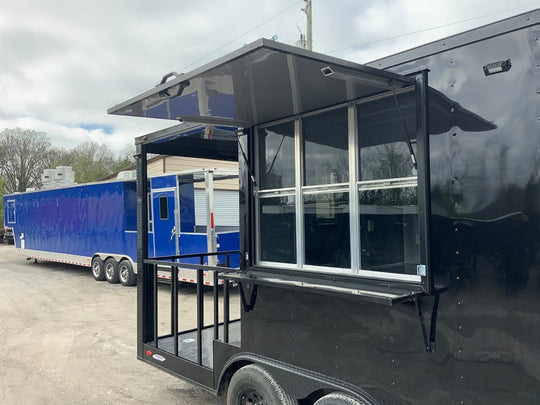 8.5 x 20 Black on Black Concession Food Trailer