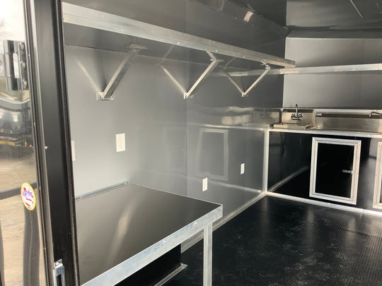 8.5 x 20 Black on Black Concession Food Trailer