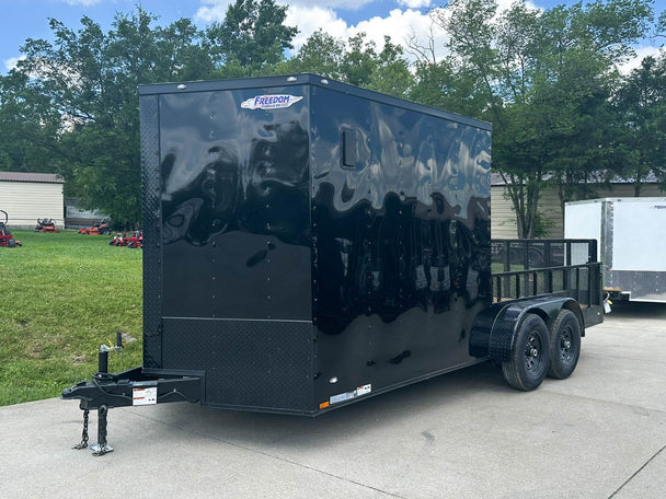 7x18 Black with Blackout Hybrid Enclosed Trailer (2) 7K Axles Storage