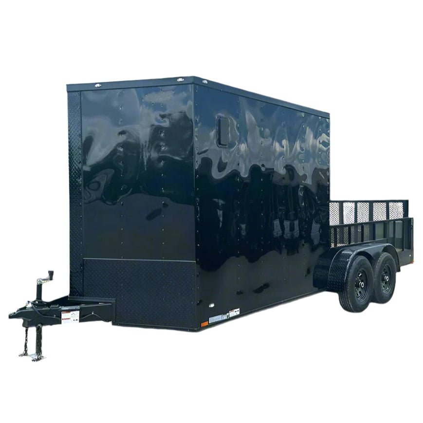 7x18 Black with Blackout Hybrid Enclosed Trailer (2) 7K Axles Storage - SLE Equipment - 1