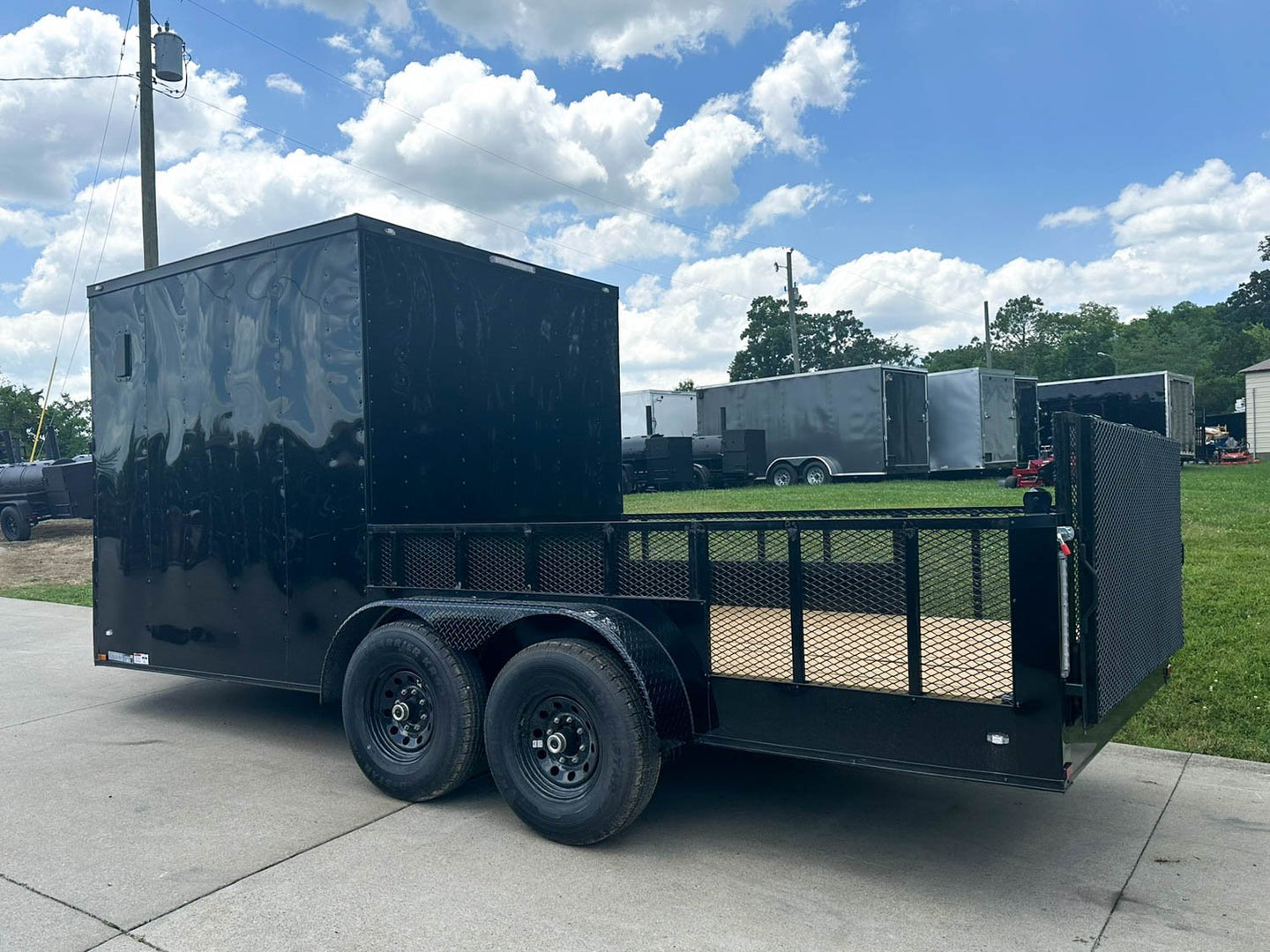 7x18 Black with Blackout Hybrid Enclosed Trailer (2) 7K Axles Storage