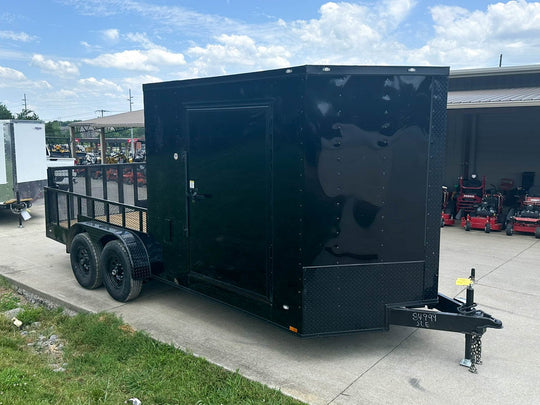 7x18 Black with Blackout Hybrid Enclosed Trailer (2) 7K Axles Storage