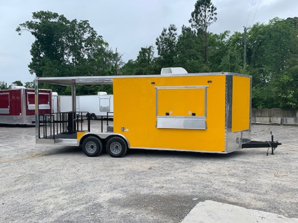 8.5 x 22 Penske Yellow BBQ Vending Concession Food Trailer