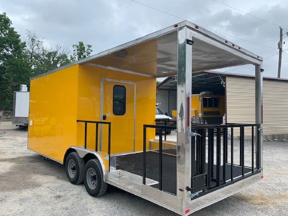 8.5 x 22 Penske Yellow BBQ Vending Concession Food Trailer