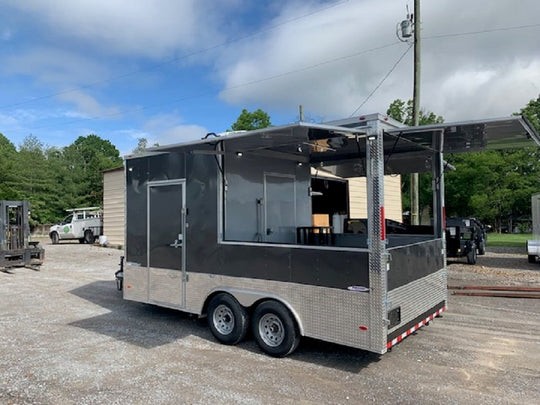 8.5 x 16 Grey Porch Style Concession Food Trailer