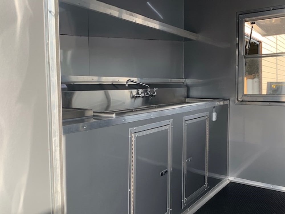 8.5 x 16 Grey Porch Style Concession Food Trailer