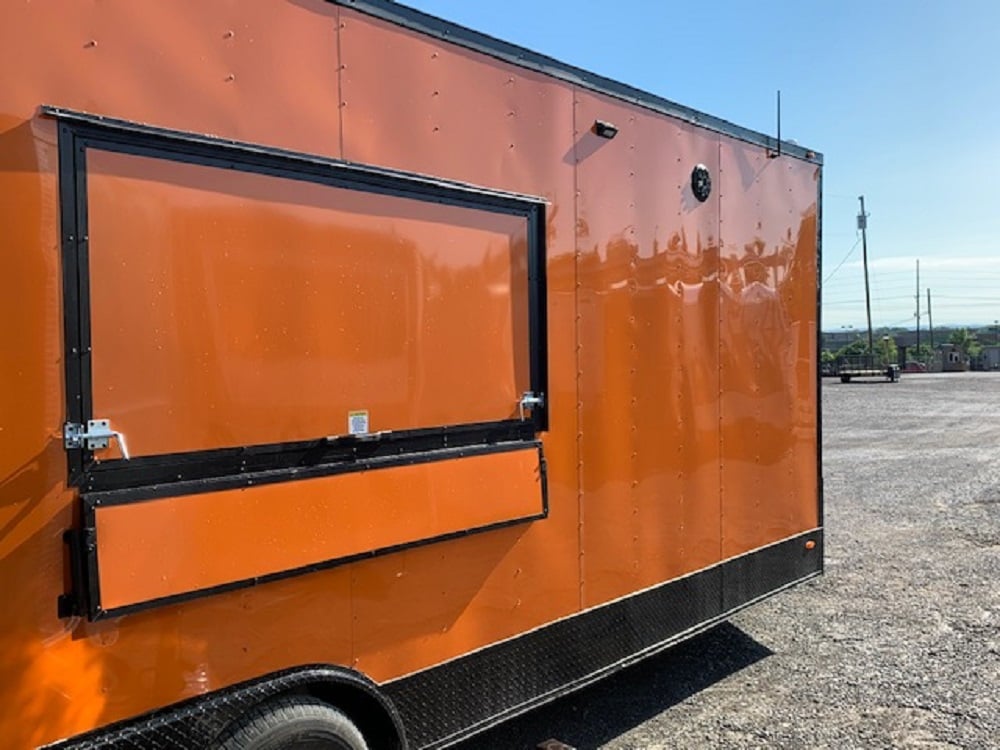 8.5 x 24 Orange Concession Food Trailer