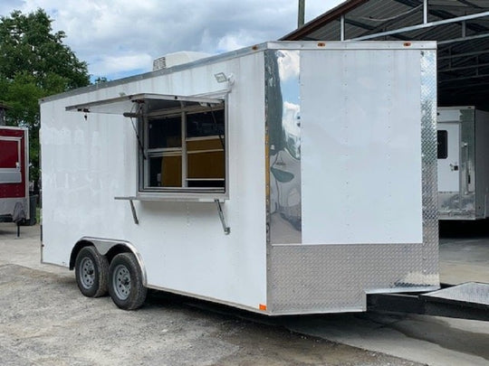 8.5 x 16 White Concession Food Trailer with Appliances