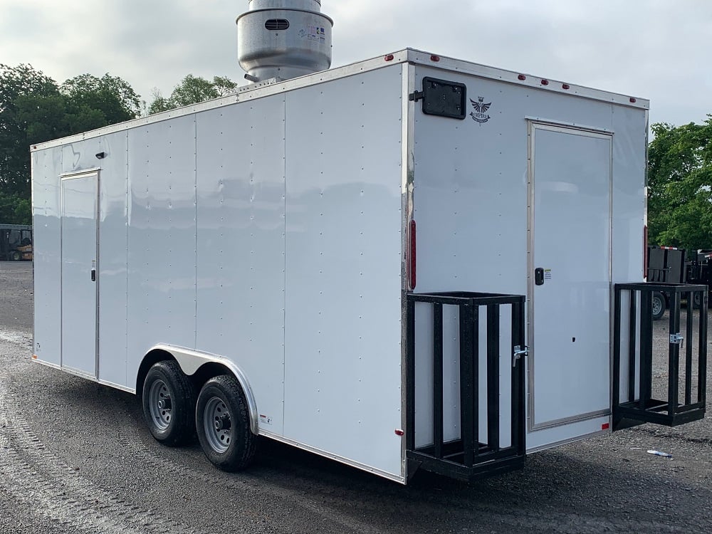 8.5' x 20' White V-Nose Food Concession Trailer