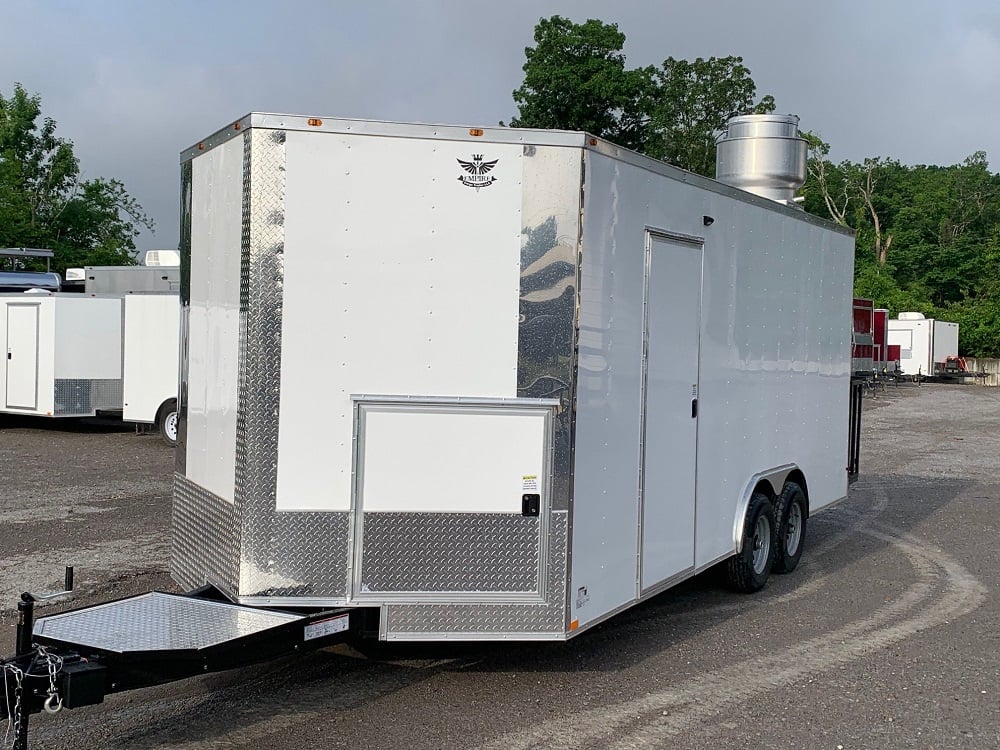 8.5' x 20' White V-Nose Food Concession Trailer