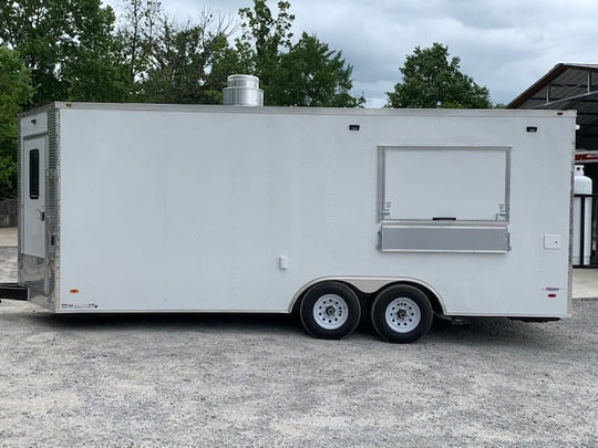 8.5 x 20 White V-Nose Concession Food Trailer