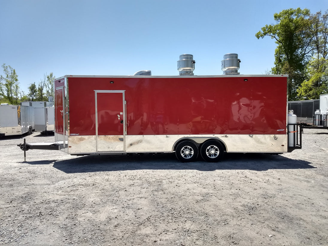 8.5' x 24' Red Concession Food Trailer With Appliances