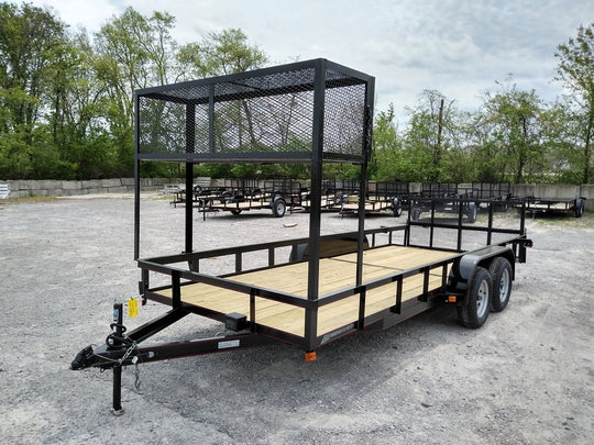 Utility Trailer 6.4' X 18' Tandem Dovetail With Cage