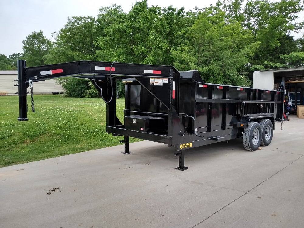Gooseneck Dump Trailer 7' X 16' Hydraulic 3 ft Sides Mulch