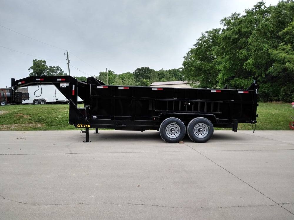 Gooseneck Dump Trailer 7' X 16' Hydraulic 3 ft Sides Mulch