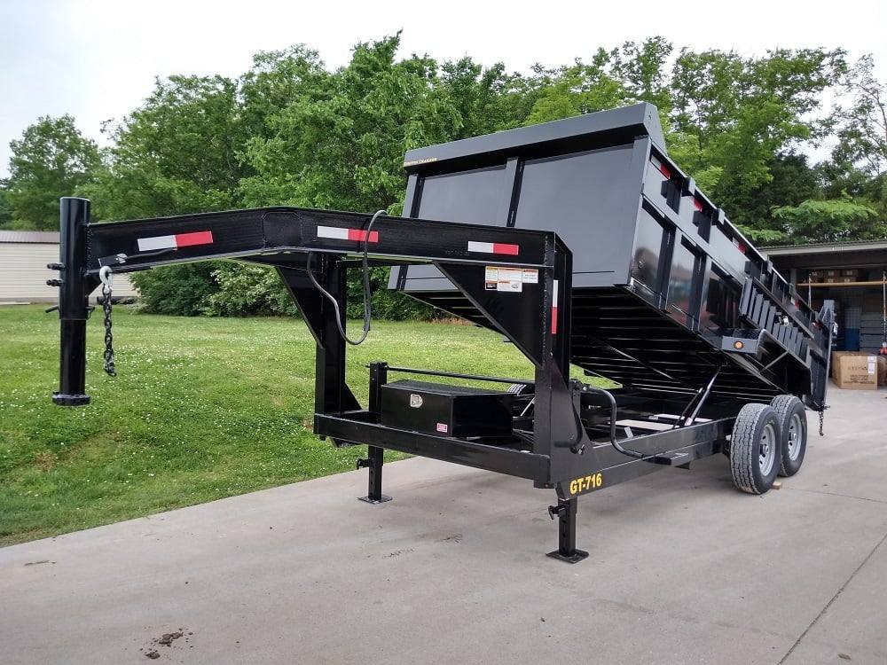 Gooseneck Dump Trailer 7' X 16' Hydraulic 3 ft Sides Mulch