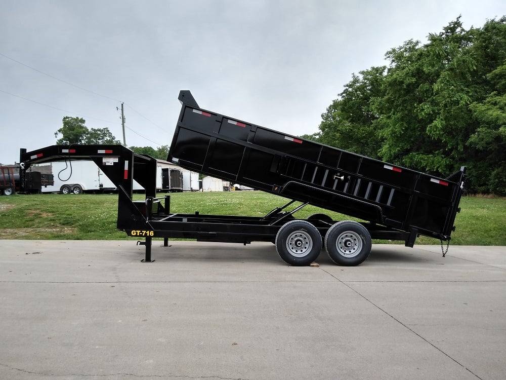 Gooseneck Dump Trailer 7' X 16' Hydraulic 3 ft Sides Mulch