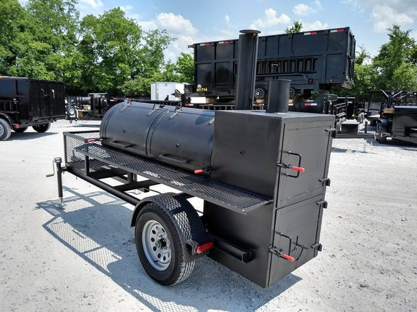 Smoker Trailer 14FT Reverse Flow Wood Cage BBQ Cooker