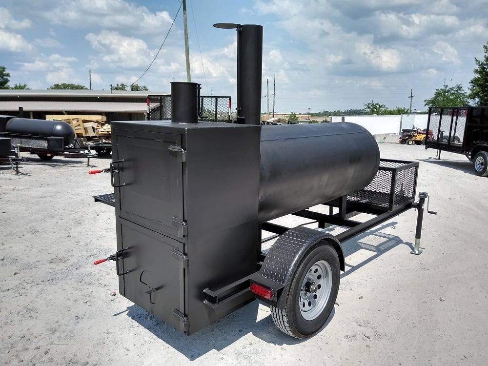 Smoker Trailer 14FT Reverse Flow Wood Cage BBQ Cooker