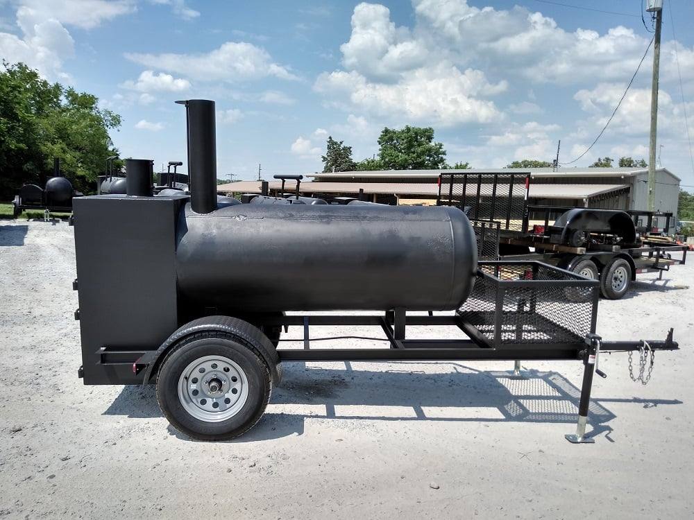 Smoker Trailer 14FT Reverse Flow Wood Cage BBQ Cooker