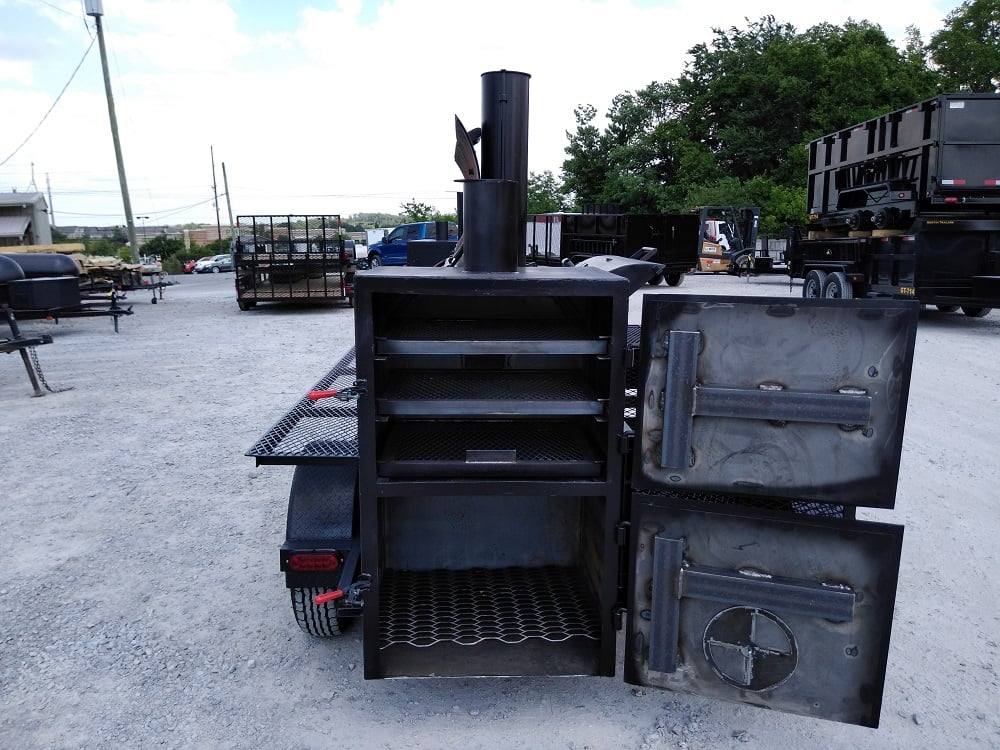 Smoker Trailer 12FT Reverse Flow Wood Cage BBQ Cooker