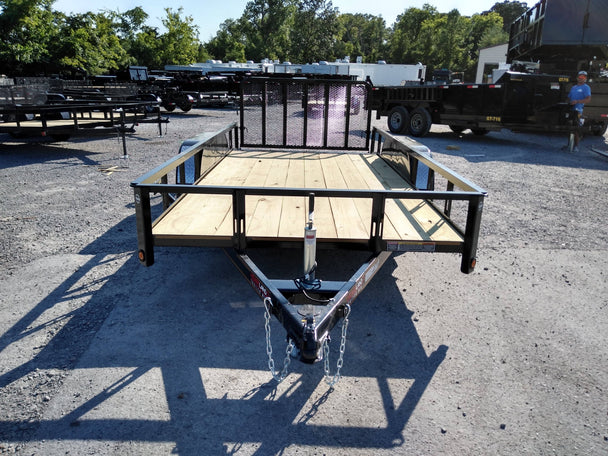 6.4' X 14' Tandem Axle Dove Tail Utility Trailer With Gate & Fenders