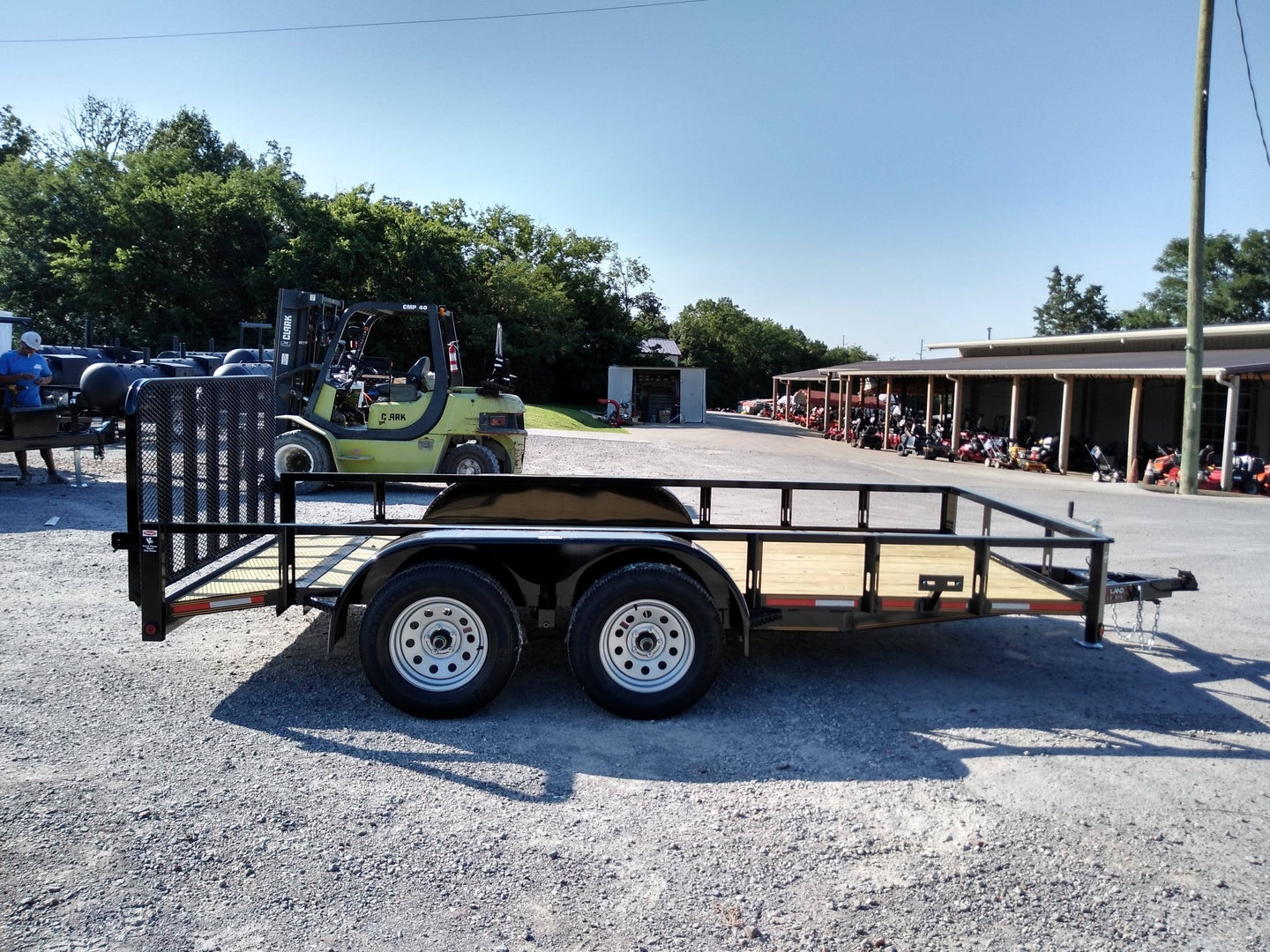 6.4' X 14' Tandem Axle Dove Tail Utility Trailer With Gate & Fenders