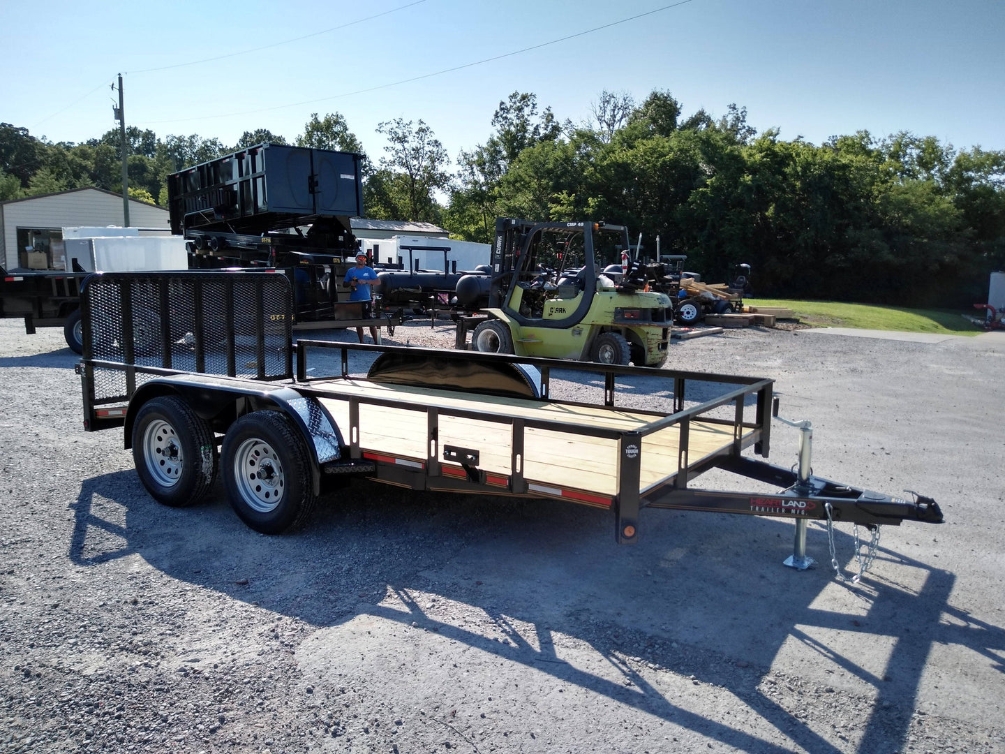 6.4' X 14' Tandem Axle Dove Tail Utility Trailer With Gate & Fenders