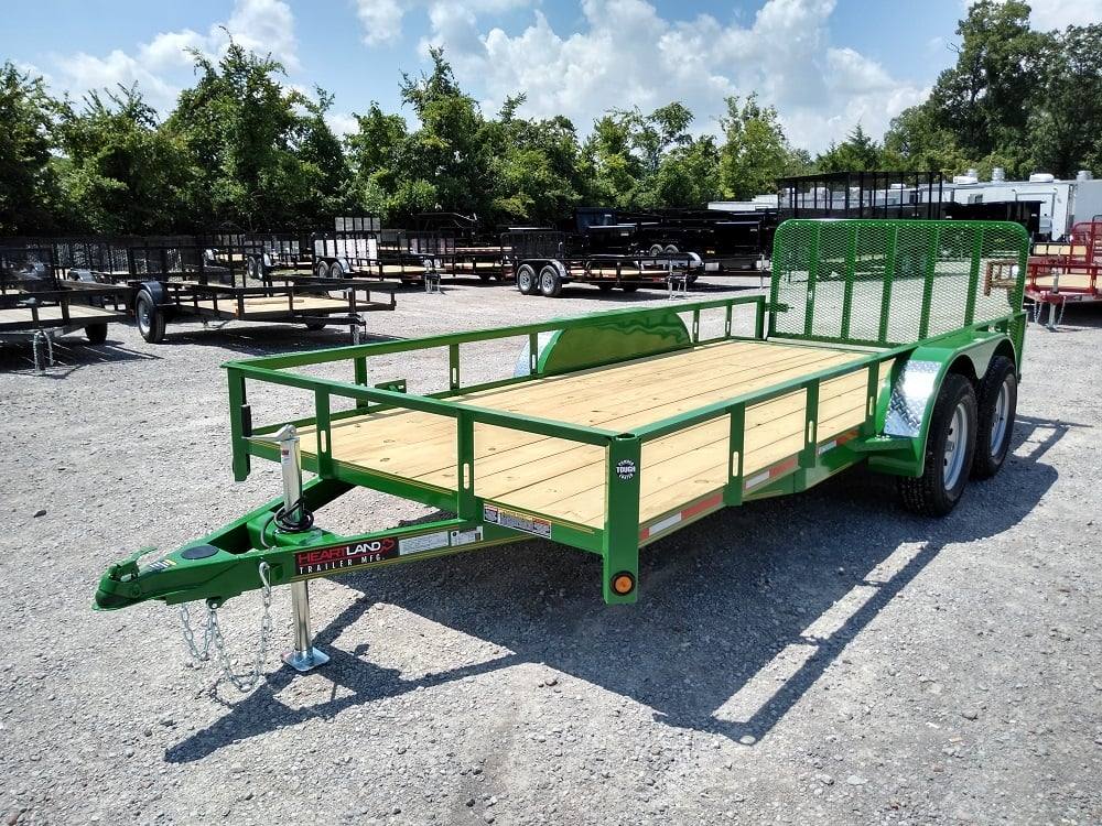 Utility Trailer Green 6.4' X 16' Dovetail Tandem Axle With Gate