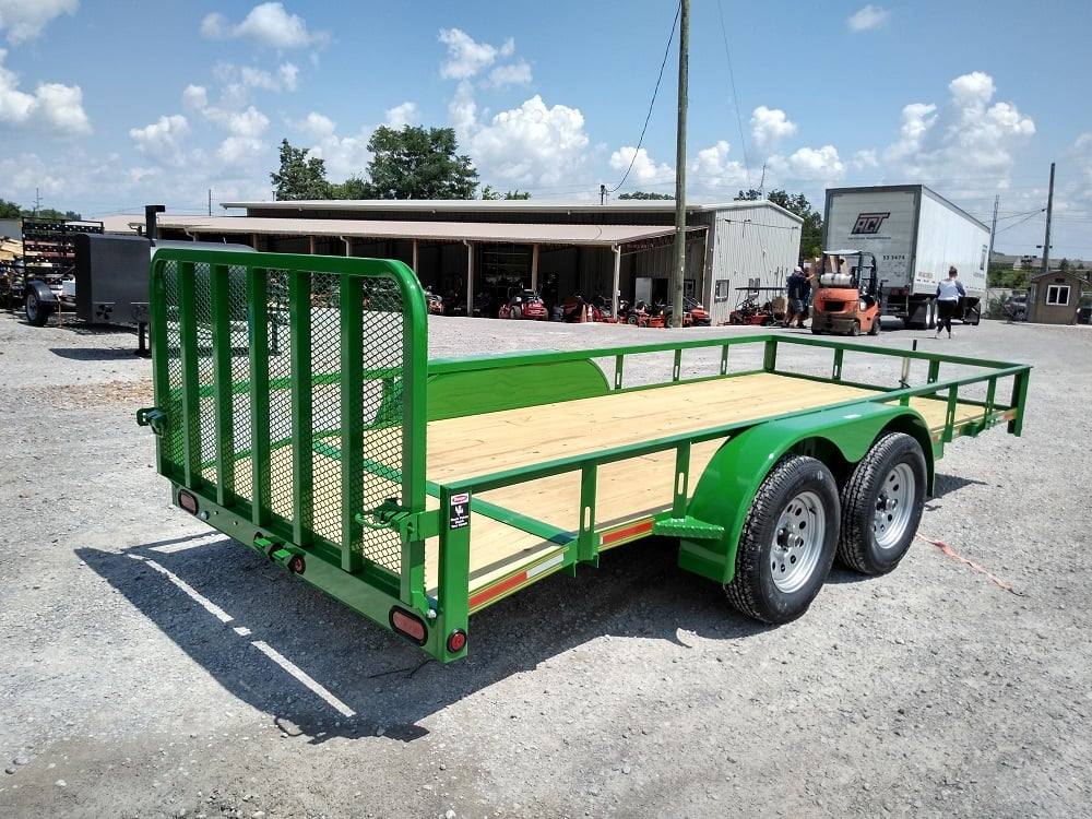 Utility Trailer Green 6.4' X 16' Dovetail Tandem Axle With Gate