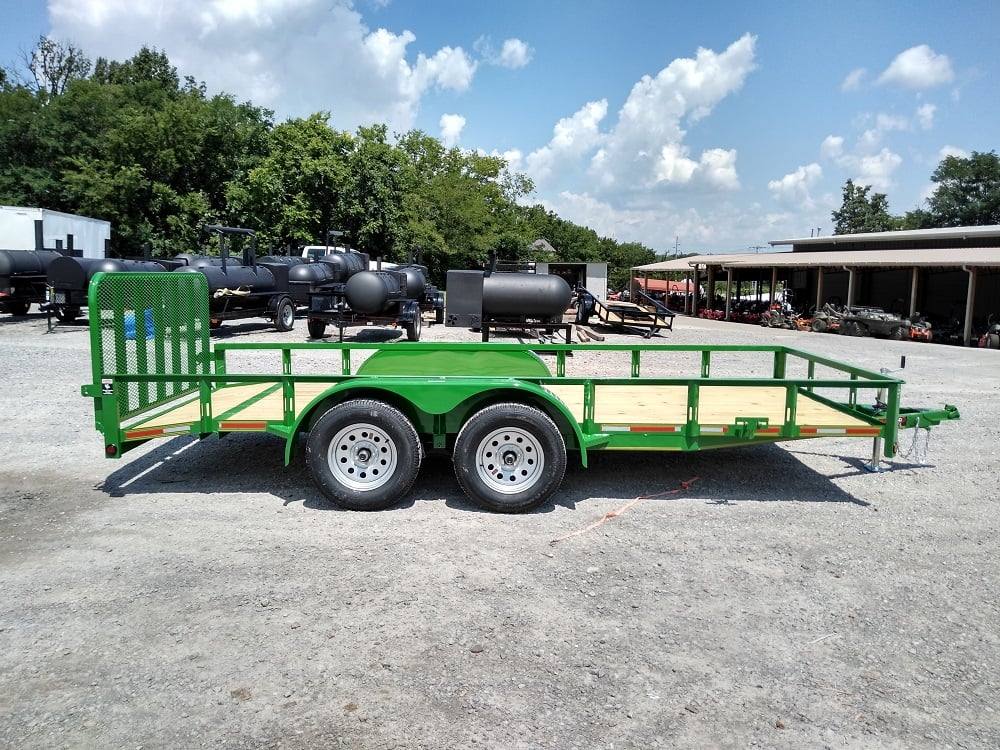 Utility Trailer Green 6.4' X 16' Dovetail Tandem Axle With Gate