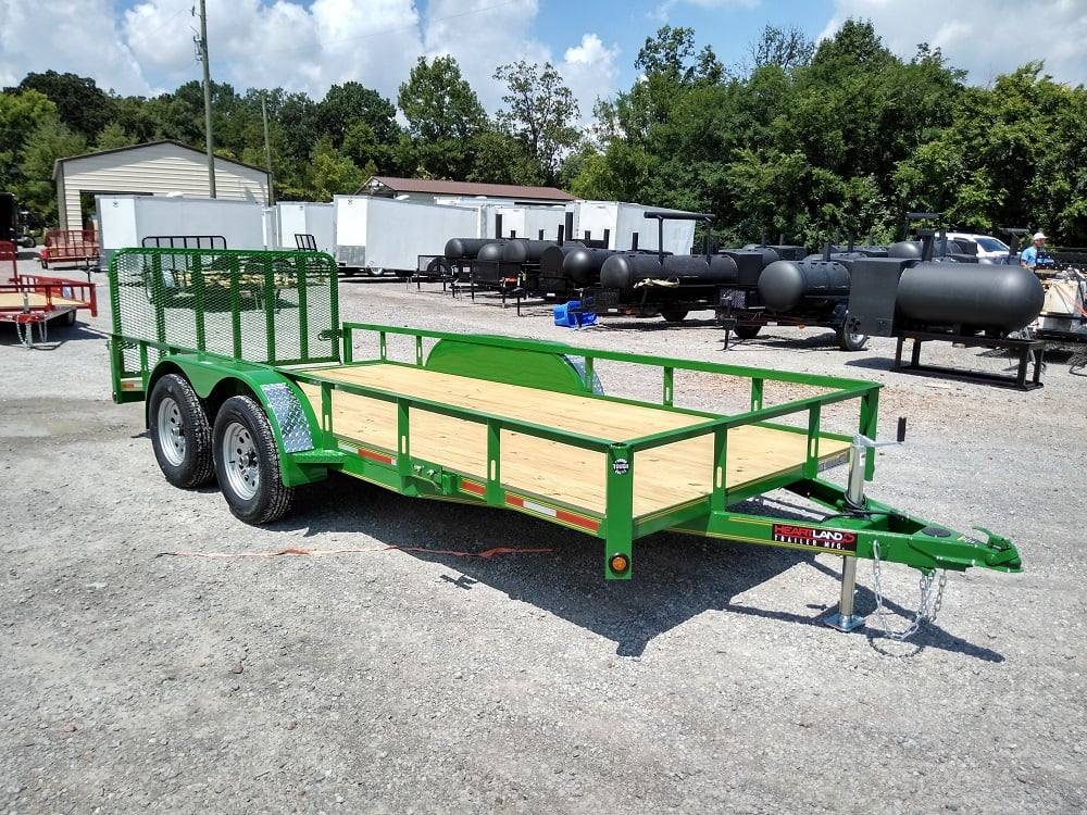 Utility Trailer Green 6.4' X 16' Dovetail Tandem Axle With Gate