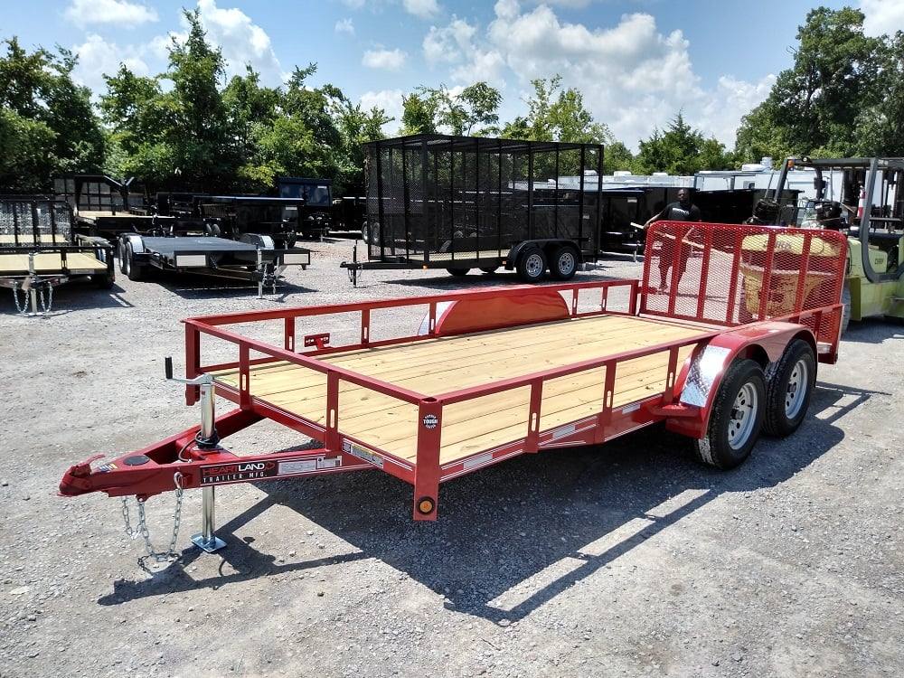 Utility Trailer Red 6.4' X 16' Dovetail Tandem Axle With Gate