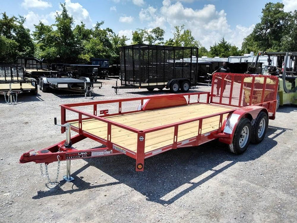 Utility Trailer Red 6.4' X 16' Dovetail Tandem Axle With Gate