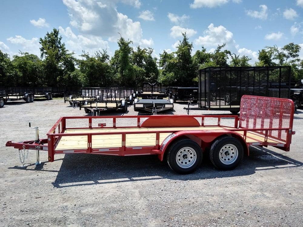 Utility Trailer Red 6.4' X 16' Dovetail Tandem Axle With Gate