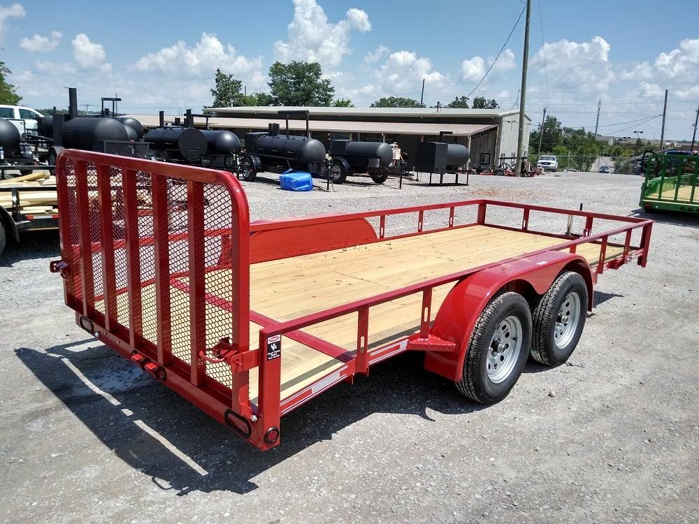 Utility Trailer Red 6.4' X 16' Dovetail Tandem Axle With Gate