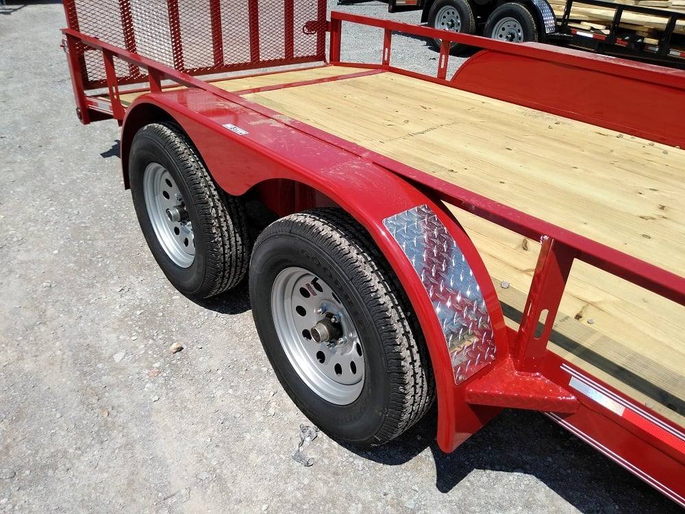 Utility Trailer Red 6.4' X 16' Dovetail Tandem Axle With Gate