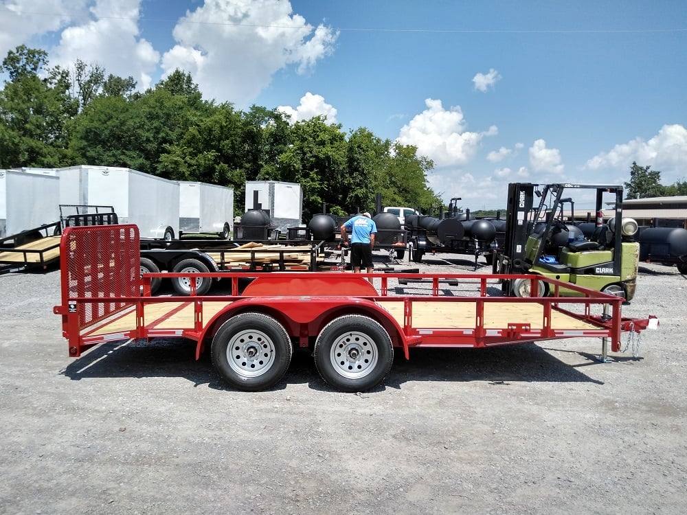Utility Trailer Red 6.4' X 16' Dovetail Tandem Axle With Gate