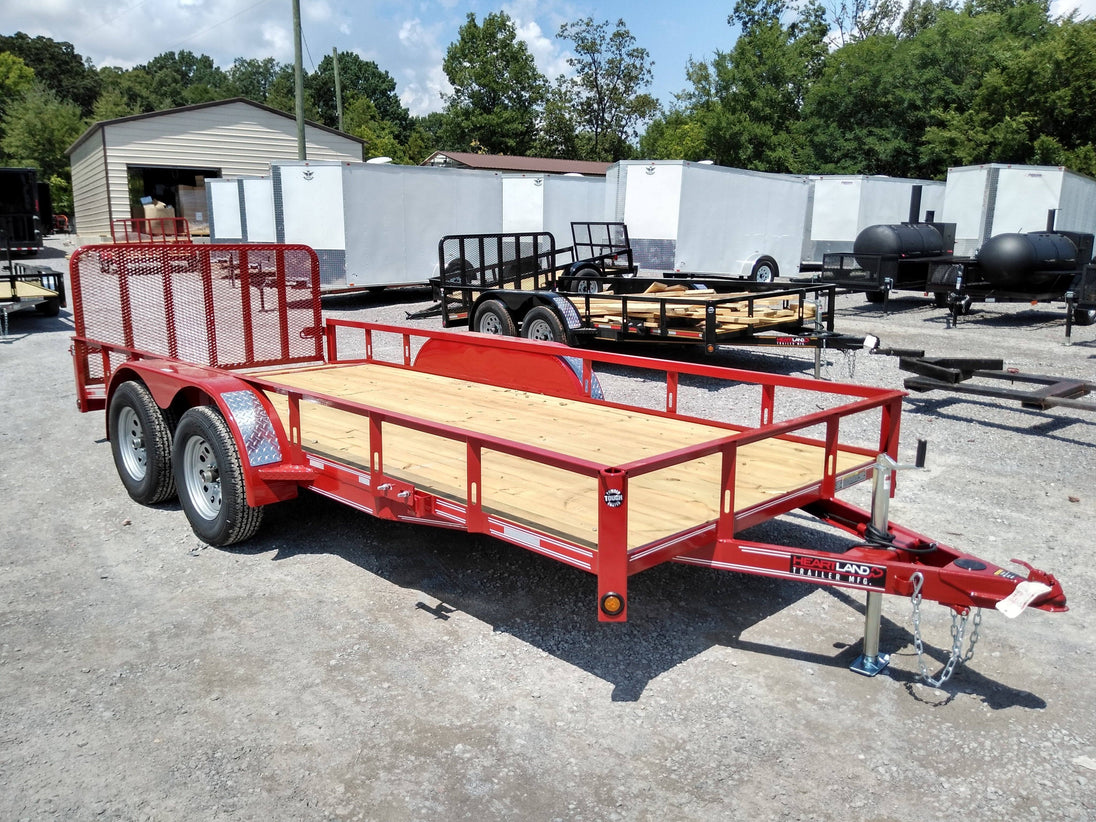 Utility Trailer Red 6.4' X 16' Dovetail Tandem Axle With Gate