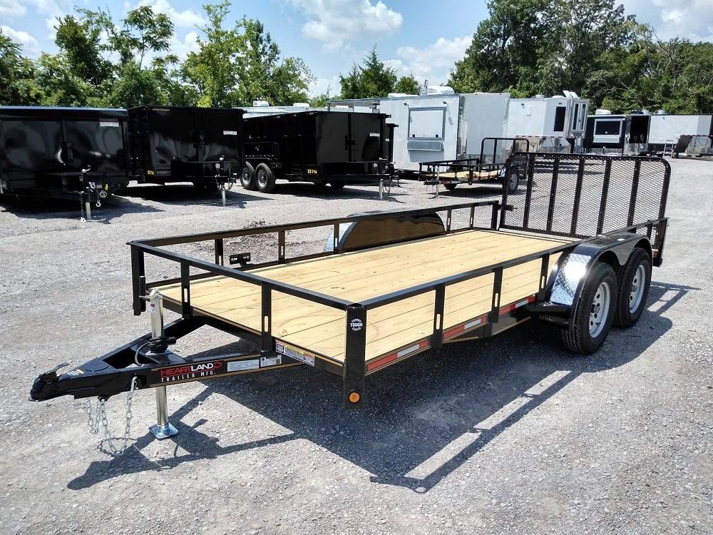 Utility Trailer Black 6.4' X 16' Dovetail Tandem Axle With Gate