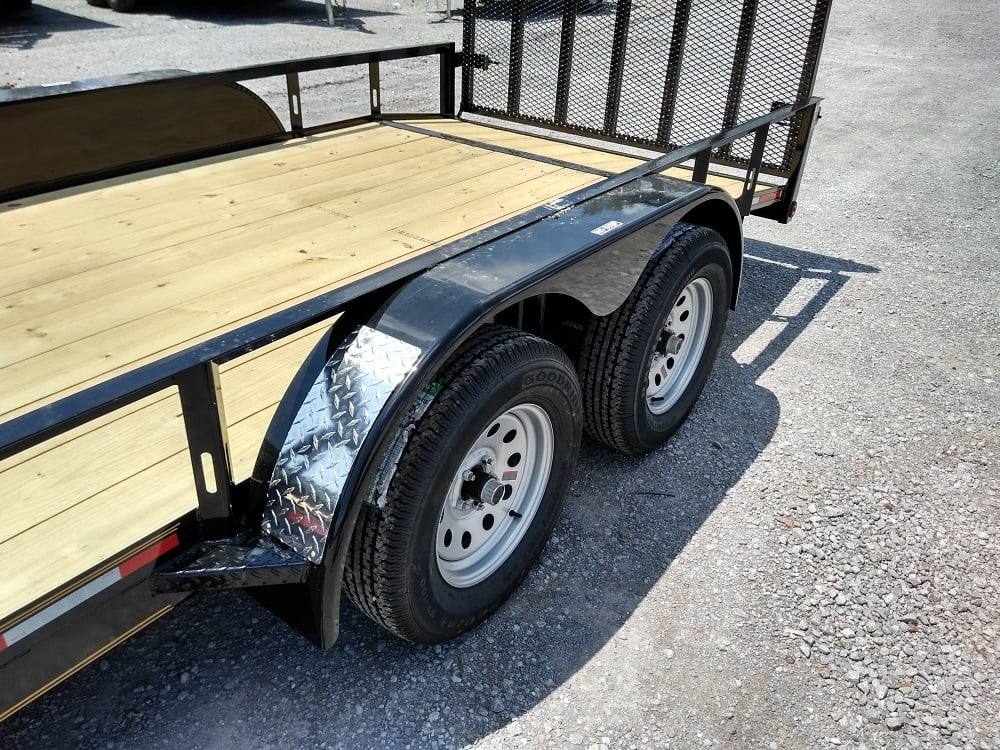 Utility Trailer Black 6.4' X 16' Dovetail Tandem Axle With Gate