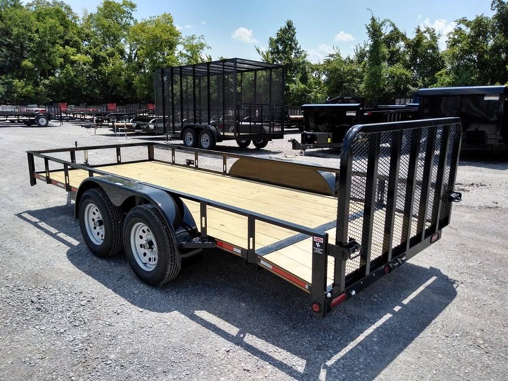 Utility Trailer Black 6.4' X 16' Dovetail Tandem Axle With Gate