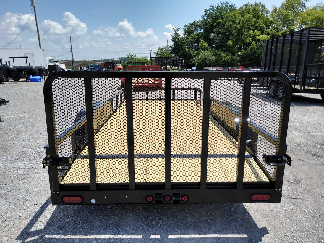 Utility Trailer Black 6.4' X 16' Dovetail Tandem Axle With Gate