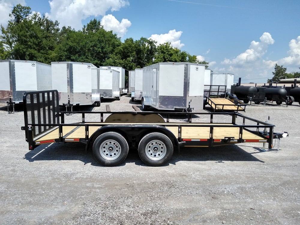 Utility Trailer Black 6.4' X 16' Dovetail Tandem Axle With Gate
