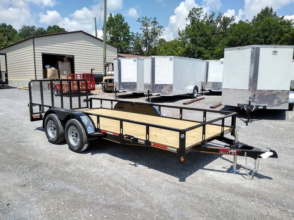 Utility Trailer Black 6.4' X 16' Dovetail Tandem Axle With Gate