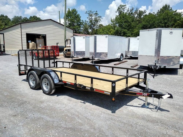 Utility Trailer Black 6.4' X 16' Dovetail Tandem Axle With Gate