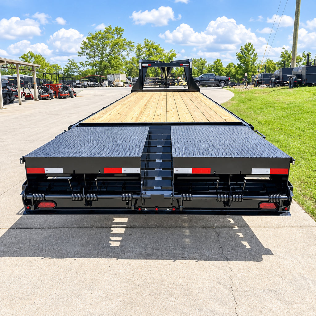 8.5x25 IBeam Gooseneck Deckover Trailer (2) 7K Axles King Kong Ramps 14K GVWR - SLE Equipment - 5