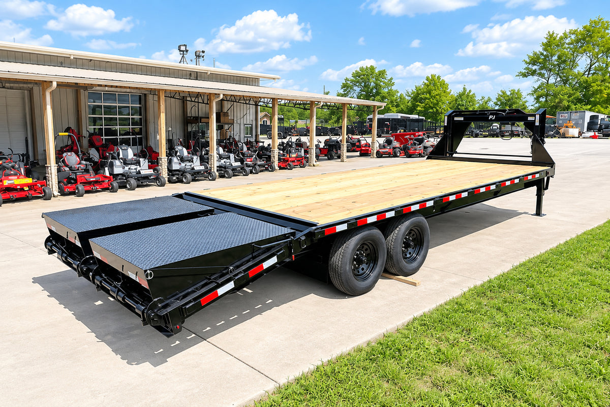 8.5x25 IBeam Gooseneck Deckover Trailer (2) 7K Axles King Kong Ramps 14K GVWR - SLE Equipment - 6